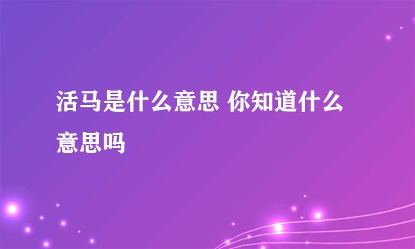 活马是什么意思 你知道什么意思吗