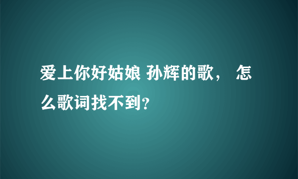 爱上你好姑娘 孙辉的歌， 怎么歌词找不到？