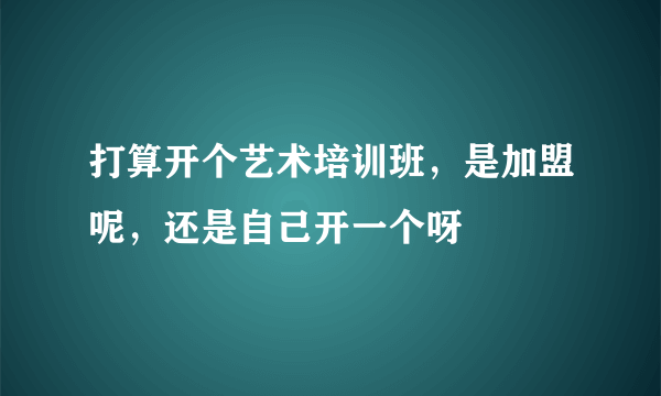 打算开个艺术培训班，是加盟呢，还是自己开一个呀