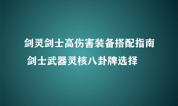 剑灵剑士高伤害装备搭配指南 剑士武器灵核八卦牌选择