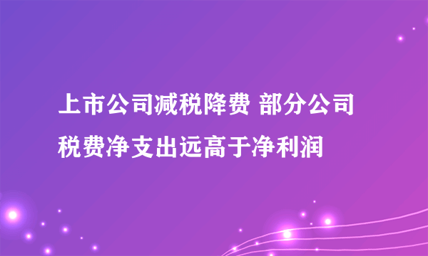 上市公司减税降费 部分公司税费净支出远高于净利润