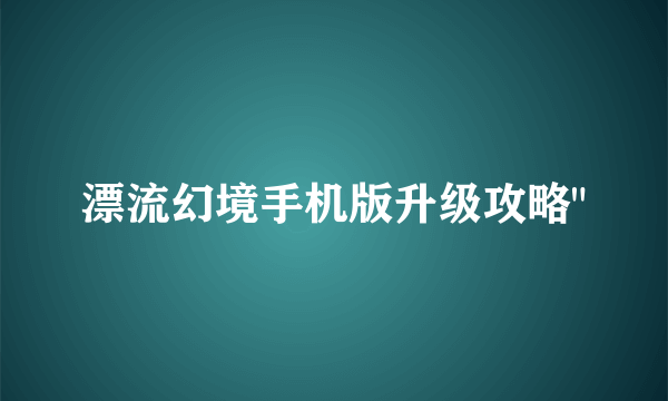 漂流幻境手机版升级攻略