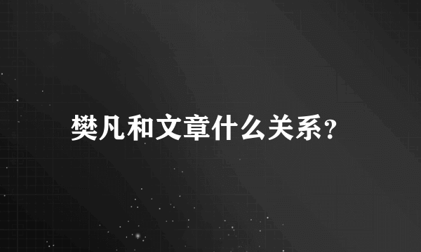 樊凡和文章什么关系？