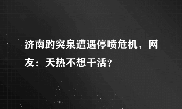 济南趵突泉遭遇停喷危机，网友：天热不想干活？