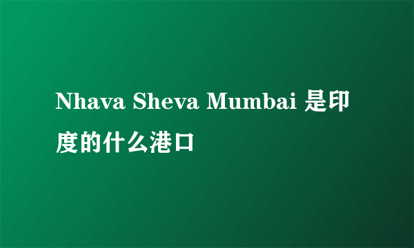 Nhava Sheva Mumbai 是印度的什么港口