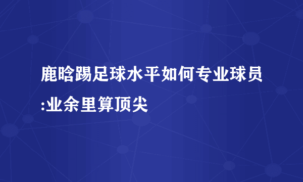 鹿晗踢足球水平如何专业球员:业余里算顶尖