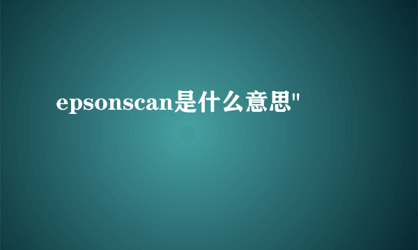 epsonscan是什么意思