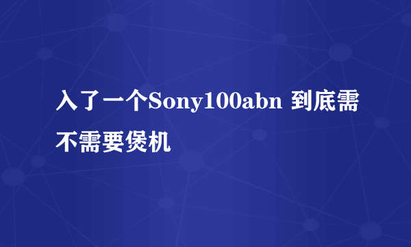 入了一个Sony100abn 到底需不需要煲机