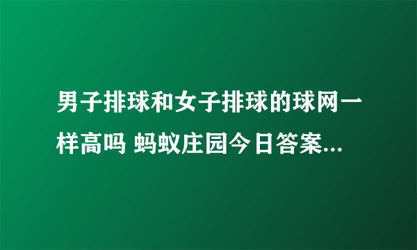 男子排球和女子排球的球网一样高吗 蚂蚁庄园今日答案8月6日