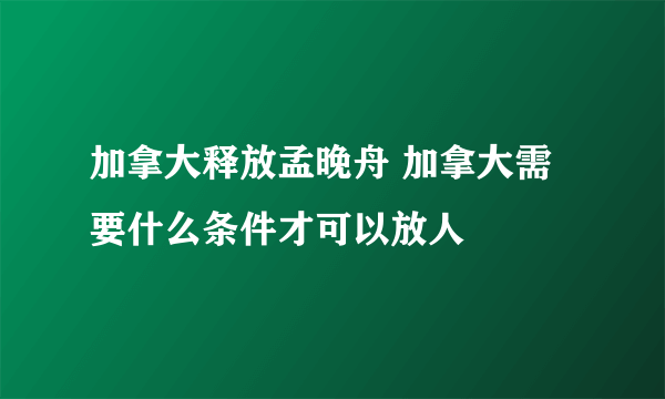 加拿大释放孟晚舟 加拿大需要什么条件才可以放人