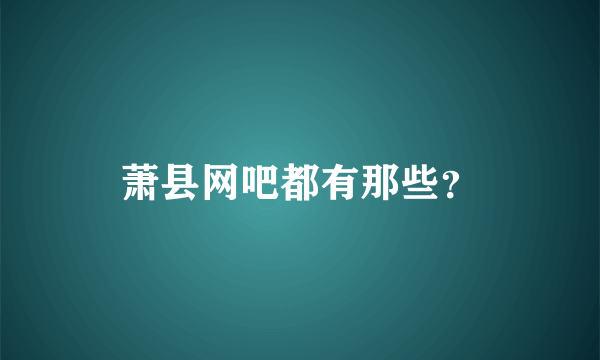 萧县网吧都有那些？