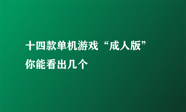 十四款单机游戏“成人版” 你能看出几个