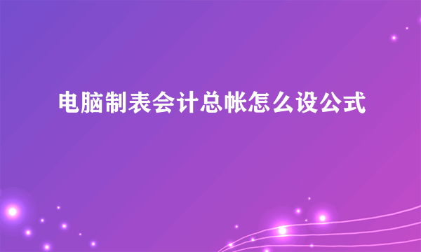 电脑制表会计总帐怎么设公式