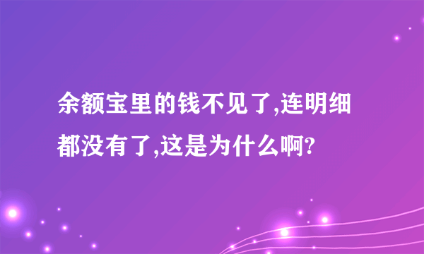 余额宝里的钱不见了,连明细都没有了,这是为什么啊?