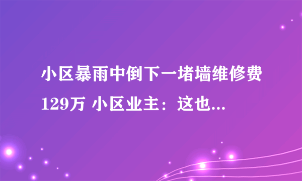 小区暴雨中倒下一堵墙维修费129万 小区业主：这也太离谱了！