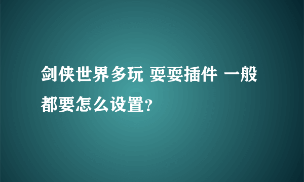 剑侠世界多玩 耍耍插件 一般都要怎么设置？