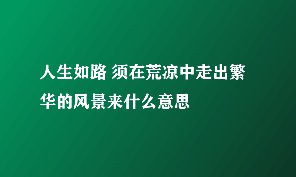 人生如路 须在荒凉中走出繁华的风景来什么意思