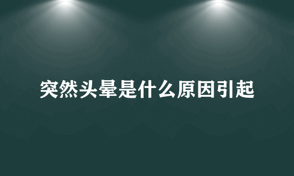 突然头晕是什么原因引起