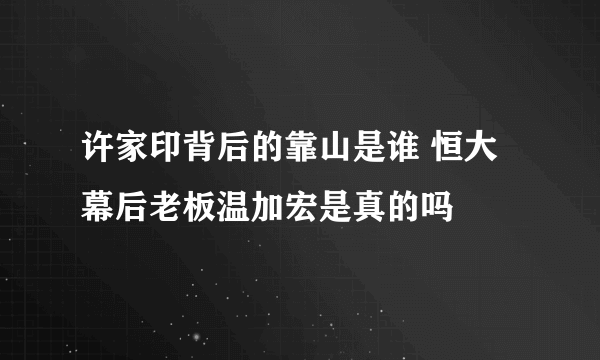 许家印背后的靠山是谁 恒大幕后老板温加宏是真的吗