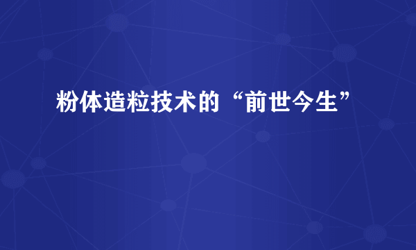 粉体造粒技术的“前世今生”