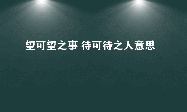 望可望之事 待可待之人意思