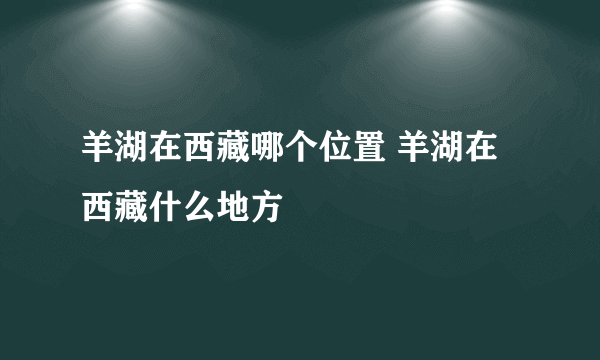 羊湖在西藏哪个位置 羊湖在西藏什么地方