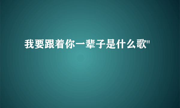 我要跟着你一辈子是什么歌