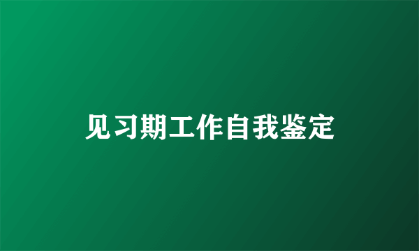 见习期工作自我鉴定