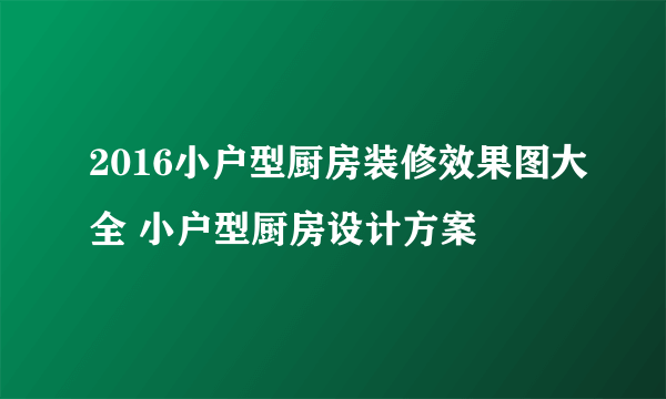 2016小户型厨房装修效果图大全 小户型厨房设计方案