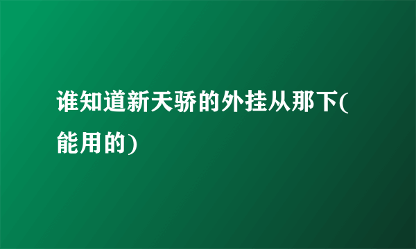 谁知道新天骄的外挂从那下(能用的)