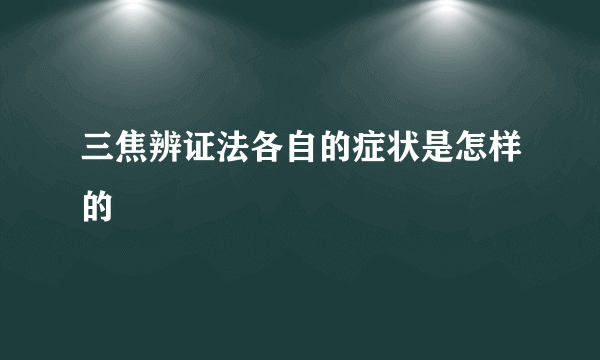 三焦辨证法各自的症状是怎样的