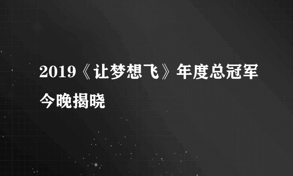 2019《让梦想飞》年度总冠军今晚揭晓