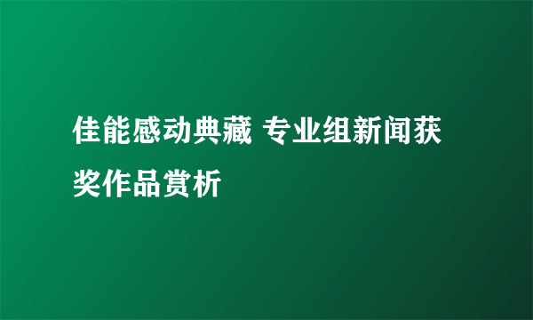 佳能感动典藏 专业组新闻获奖作品赏析