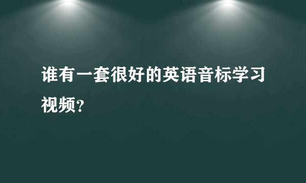 谁有一套很好的英语音标学习视频？