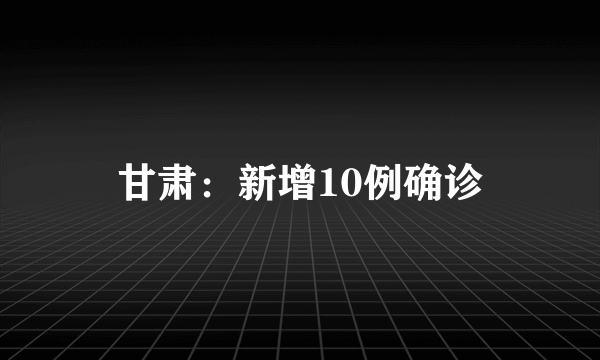 甘肃：新增10例确诊