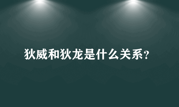 狄威和狄龙是什么关系？