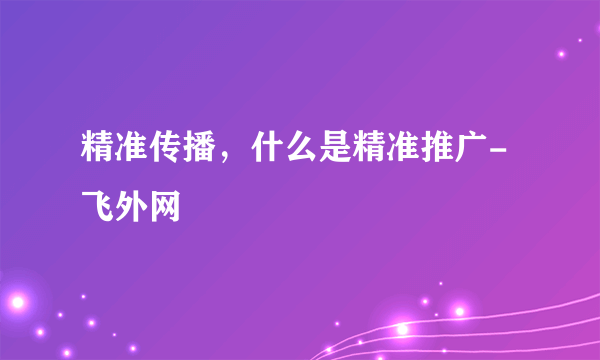 精准传播，什么是精准推广-飞外网