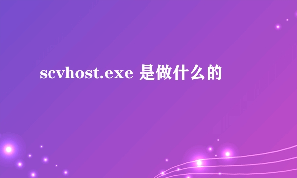 scvhost.exe 是做什么的