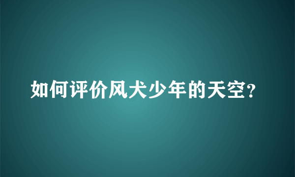 如何评价风犬少年的天空？