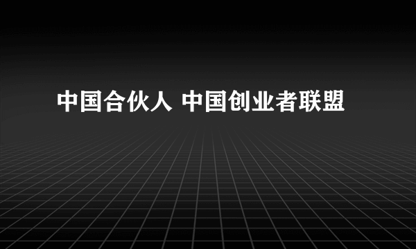 中国合伙人 中国创业者联盟