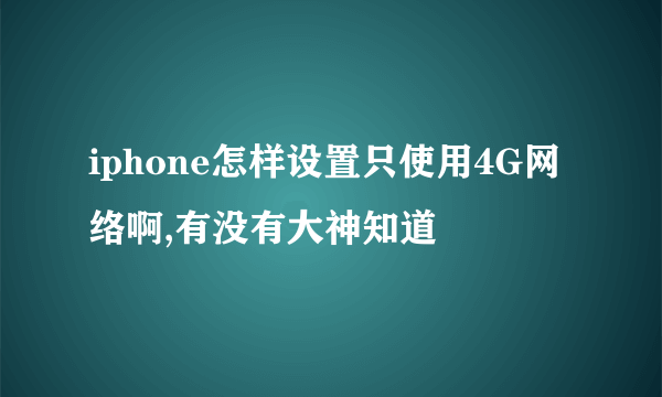 iphone怎样设置只使用4G网络啊,有没有大神知道