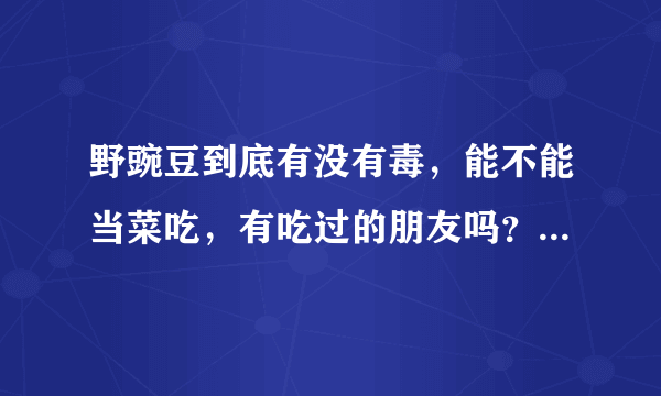 野豌豆到底有没有毒，能不能当菜吃，有吃过的朋友吗？怎么吃比较好？