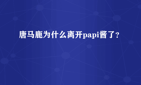 唐马鹿为什么离开papi酱了？