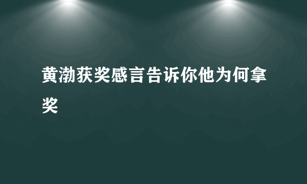 黄渤获奖感言告诉你他为何拿奖