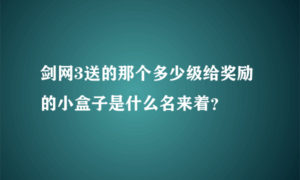 剑网3送的那个多少级给奖励的小盒子是什么名来着？