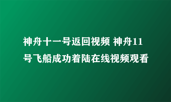 神舟十一号返回视频 神舟11号飞船成功着陆在线视频观看