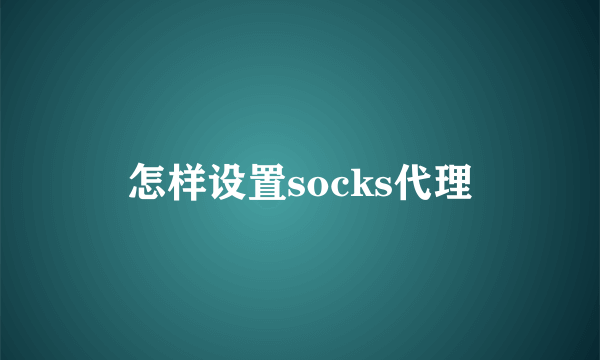 怎样设置socks代理