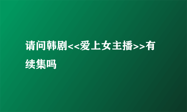 请问韩剧<<爱上女主播>>有续集吗