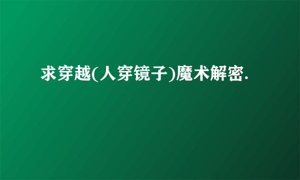 求穿越(人穿镜子)魔术解密.