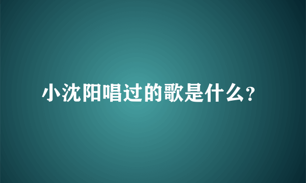 小沈阳唱过的歌是什么？